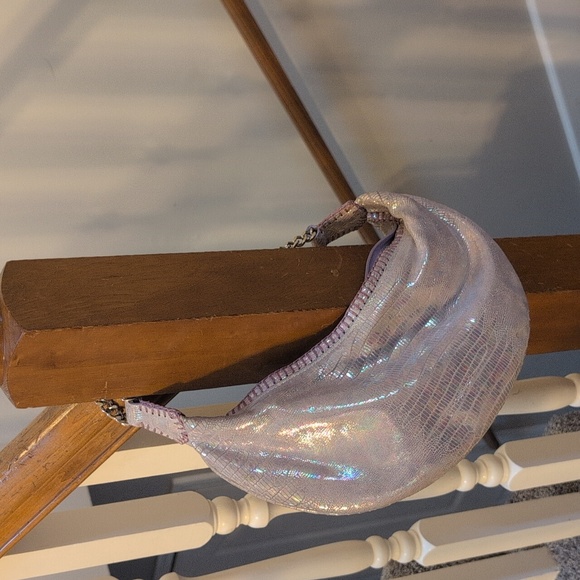 Carlos Falchi Purple Leather Shoulder Bag | Top Zip Evening Purse - Picture 6 of 6